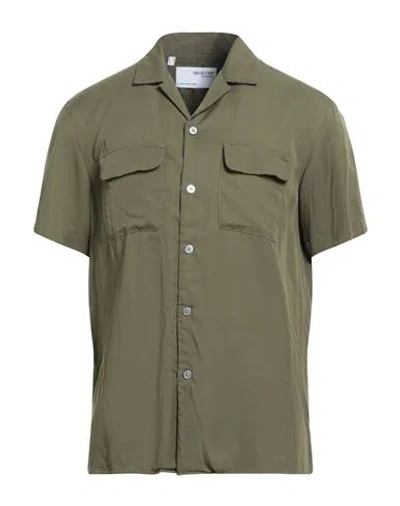 Selected Homme Man Shirt Military Green Size S Tencel