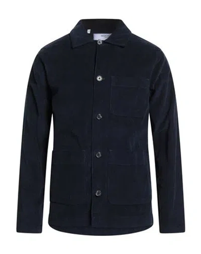 Selected Homme Man Shirt Navy Blue Size L Cotton, Recycled Cotton