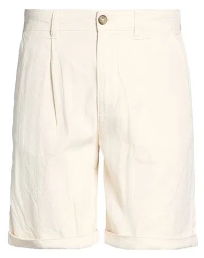 Selected Homme Man Shorts & Bermuda Shorts Ivory Size S Linen, Cotton In Neutral