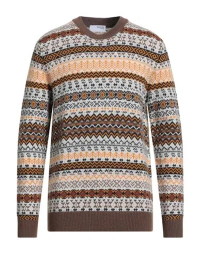 Selected Homme Man Sweater Brown Size Xl Wool, Nylon In Multi