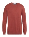 Selected Homme Man Sweater Rust Size Xl Pima Cotton In Orange
