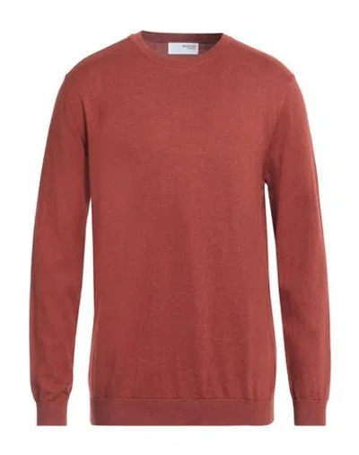 Selected Homme Man Sweater Rust Size Xl Pima Cotton In Red