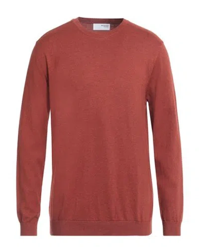 Selected Homme Man Sweater Rust Size Xl Pima Cotton In Orange