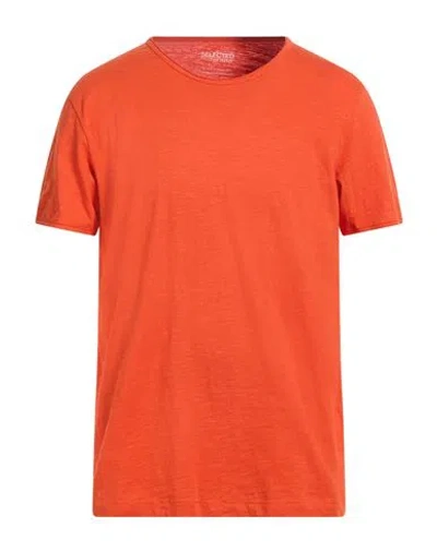 Selected Homme Man T-shirt Orange Size Xl Organic Cotton, Recycled Cotton