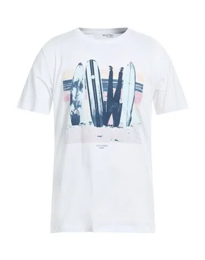 Selected Homme Man T-shirt White Size L Cotton