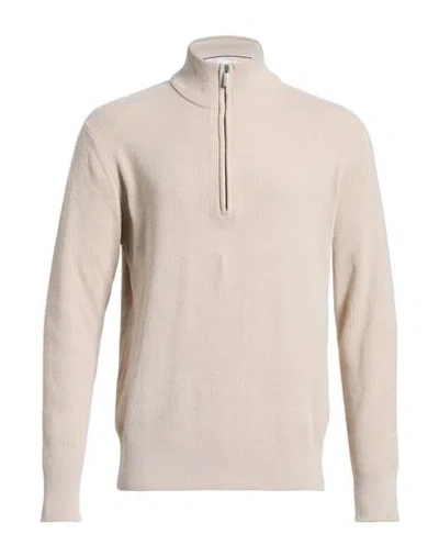 Selected Homme Man Turtleneck Beige Size Xxl Organic Cotton, Polyester In Sand