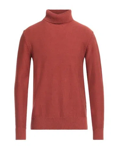 Selected Homme Man Turtleneck Rust Size Xl Organic Cotton, Cotton In Red