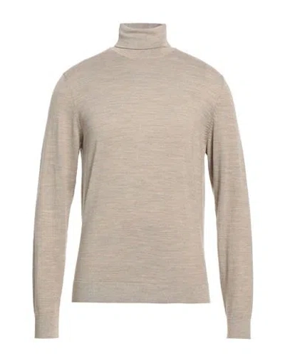 Selected Homme Man Turtleneck Sand Size L Polyester, Merino Wool In Beige