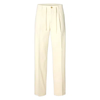 Selected Homme Pants Trousers  190 Regular Tape Leroy Pleat Jari Pant - Beige In White