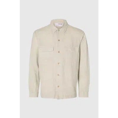 Selected Homme Pure Cashmere Mads Linen Overshirt In Neturals