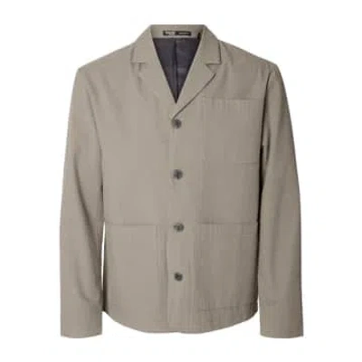 Selected Homme Slh-smith Seersucker Hybrid Pure Cashmere Jacket In Gray