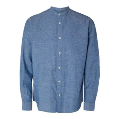 Selected Homme Slhregnew Medium Blue Denim Linen Shirt
