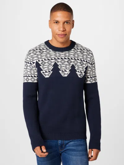 Selected Homme Snowden Jacquard Sweater Men's Blue Cotton Crew Neck Gbo63