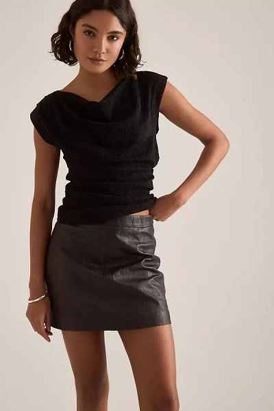 Selected Kamma Leather Mini Skirt In Brown