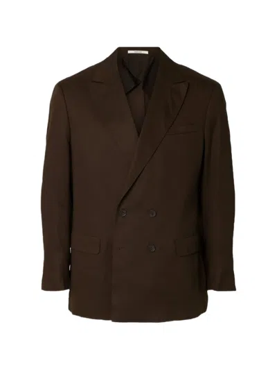 Selected Kim Double-breasted Blazer In Brown