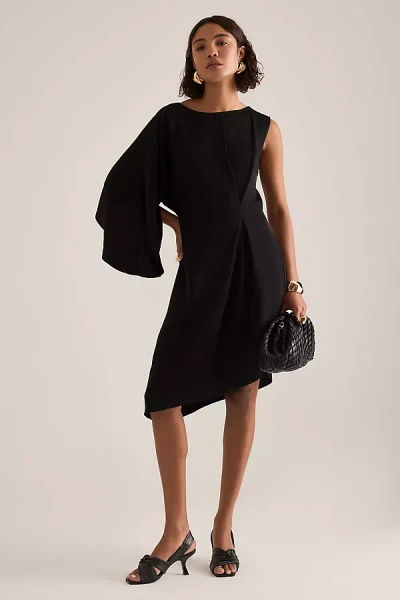 Selected Laurina Asymmetric Midi Dress In Black