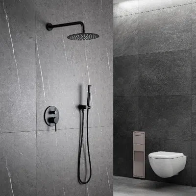 Selected Lever Handle Pressure Balanced Compete Shower System With Rough In Valve For Bathroom In Matte Black