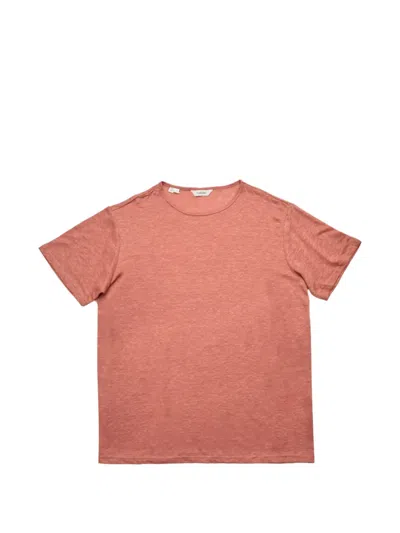 Selected Linen Slub-knit T-shirt In Pink