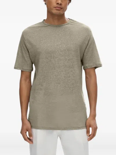 Selected Linen T-shirt In Green