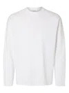 Selected Long-sleeve Crew-neck T-shirt In White
