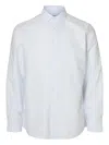 Selected Long-sleeved Cotton Shirt In Blue