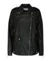 Selected Long-sleeved Leather Jacket In Black