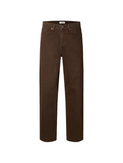 Selected Loose-fit Jeans In Brown
