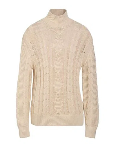 Selected Man Turtleneck Beige Size M Cotton In Neutral