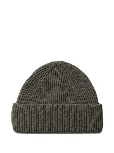 Selected Mason Ribbed Beanie Hat In Green