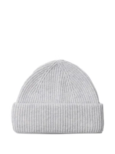 Selected Mason Ribbed-knit Beanie Hat In Gray
