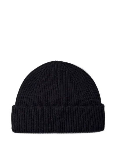 Selected Mason Sailor Ribbed-knit Beanie Hat In Black