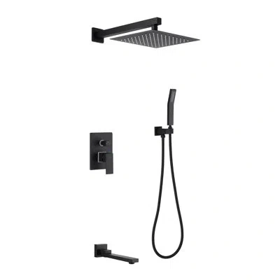 Selected Matte Black Pressure Balanced Shower System With 10 Inch Wall Mounted Square Shower Head And Handhel