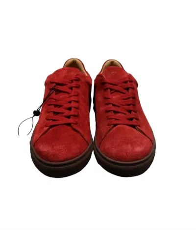 Selected Men's David Suede Trainer In Barbados Cherry In Red