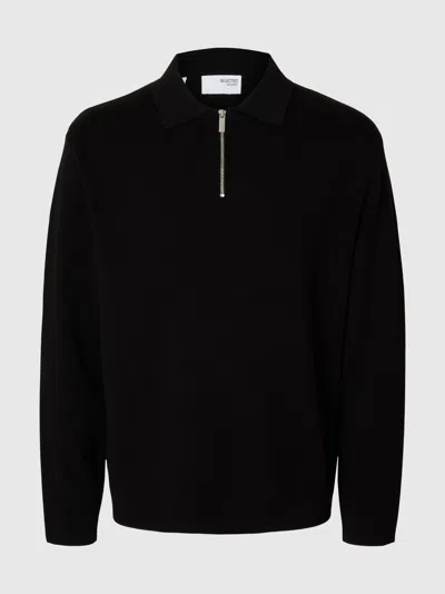 Selected Men  Teller Fn Half Zip In Black