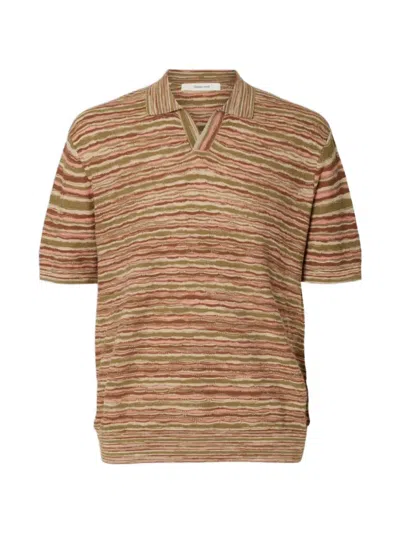 Selected Muse Horizontal-stripe Polo Shirt In Multi