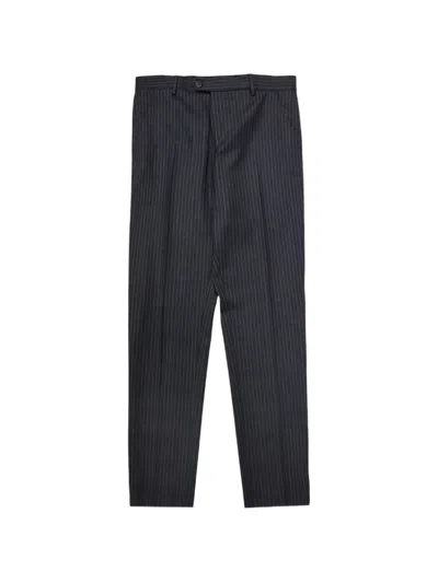 Selected Pinstriped Button Trousers In Black