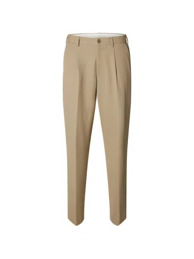 Selected Pleated Trousers In Neutral