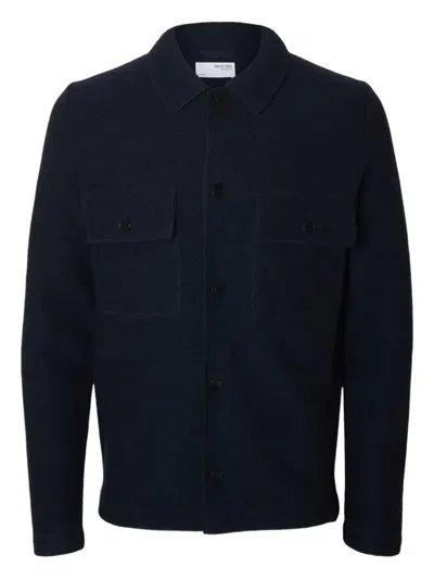 Selected Pocket Buttoned Overshirt In Blue