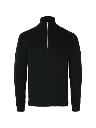 Selected Pullover Mit Kurzem Reissverschluss In Black