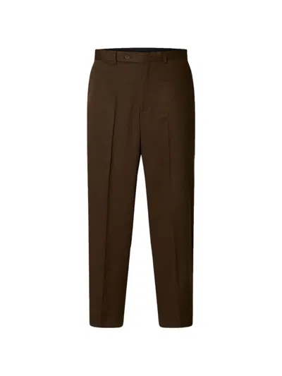 Selected Relaxed Tailored Trousers In Brown