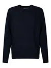 Selected Ribbed Round-neck Sweater In Blue