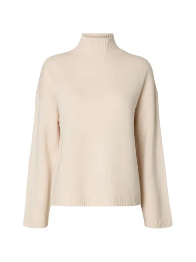 Selected Ribbed-knit High-neck Sweater In Neutral