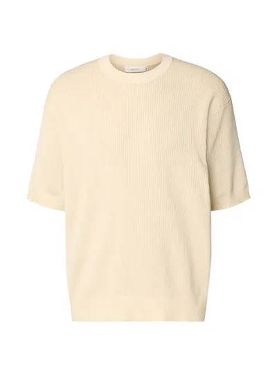 Selected Rib-knit T-shirt In Neutral