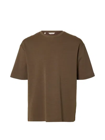 Selected Short-sleeve T-shirt In Brown