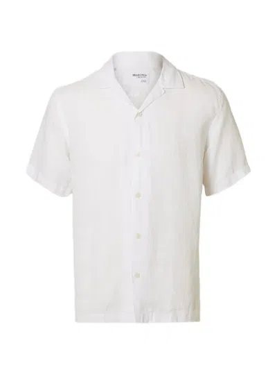 Selected Short-sleeved Linen Shirt In White