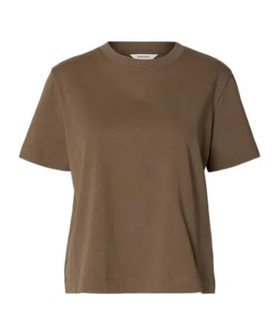 Selected Short-sleeved T-shirt In Gold