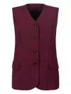 Selected Single-breasted Waistcoat In Burgundy