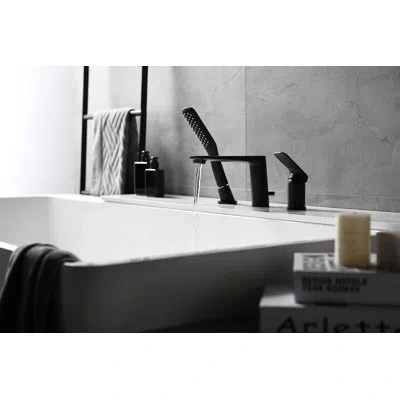 Selected Single Handle Deck Mounted With Pull-out Handheld Shower In Matte Black