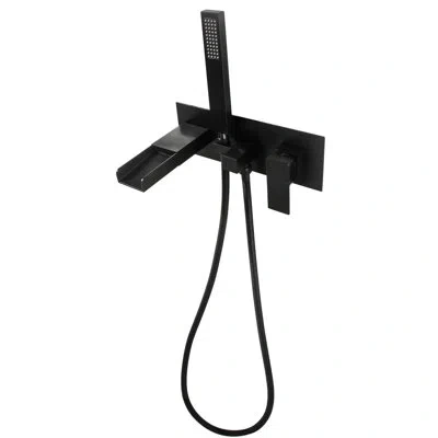 Selected Single Handle Wall Mount Tub Faucet With Handheld Shower In Matte Black
