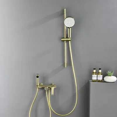 Selected Single Handle Wall Mounted Tub Faucet With Diverter And Handshower In Brushed Gold